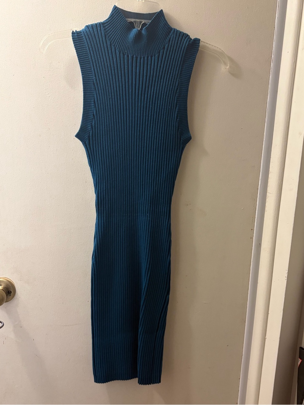 Moda International Sleeveless Ribbed Midi Dress - Teal Blue